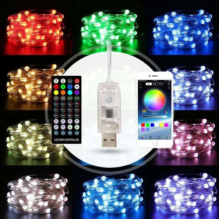 Christmas Decoration USB Copper Wire String Light Remote Controller & Bluetooth Mobile APP Contro...