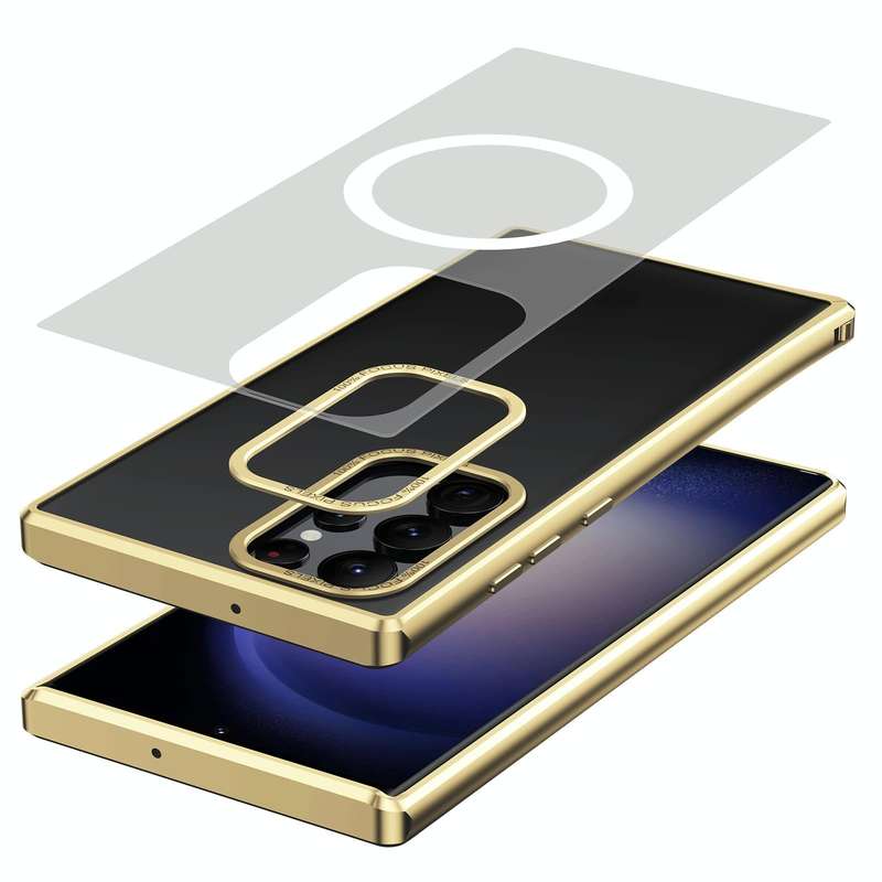 For Samsung Galaxy S22 Ultra 5G MagSafe Magnetic PC Phone Case(Gold)