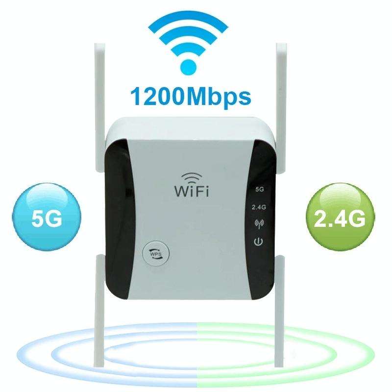 KP1200 1200Mbps Dual Band 5G WIFI Amplifier Wireless Signal Repeater, Specification:UK Plug(White)