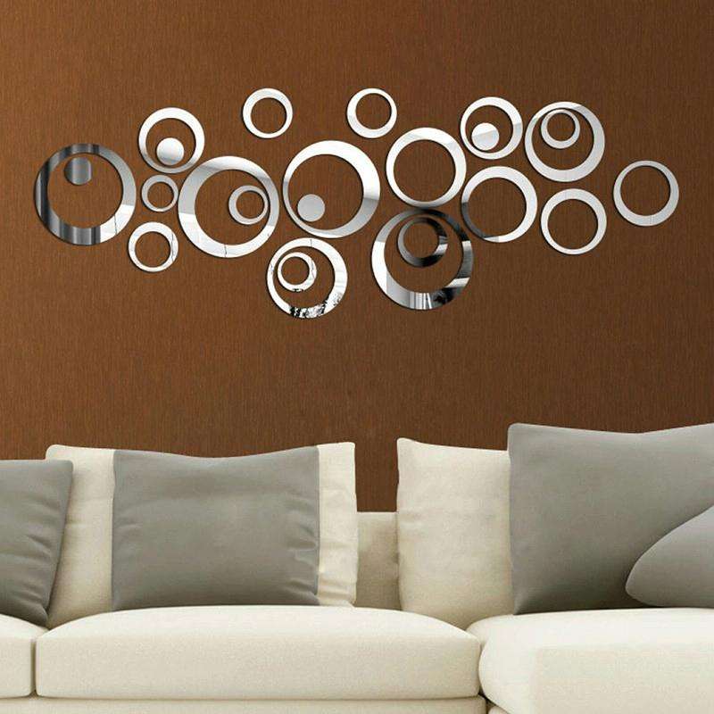 24 PCS 3D DIY Circles Decoration Mirror Wall Stickers for TV Background Home Decor Acrylic Decor ...