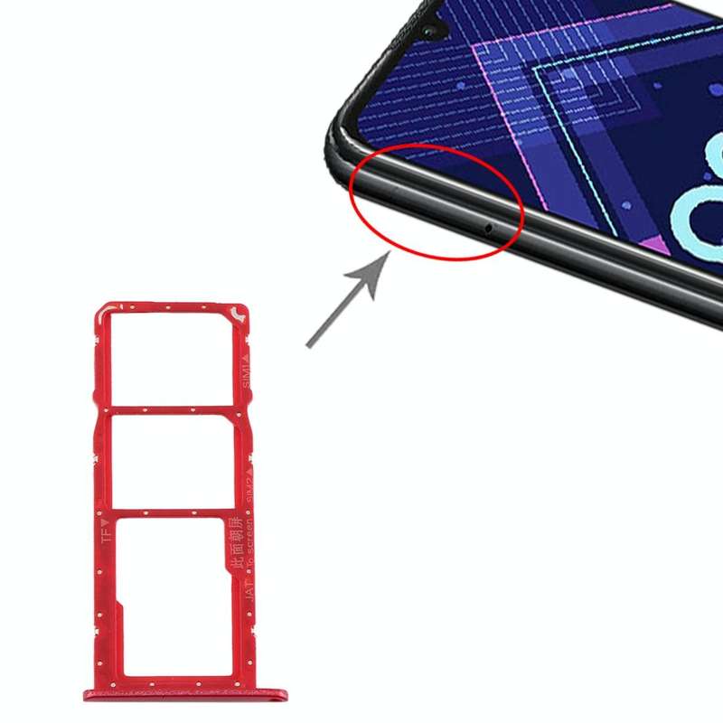 SIM Card Tray + SIM Card Tray + Micro SD Card Tray for Huawei Honor 8A Pro (Red)