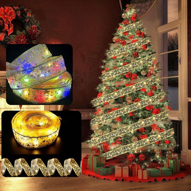 Christmas LED Lights Bronzing Double Ribbon String Lights, Specification: 2m(Silver Warm Light)