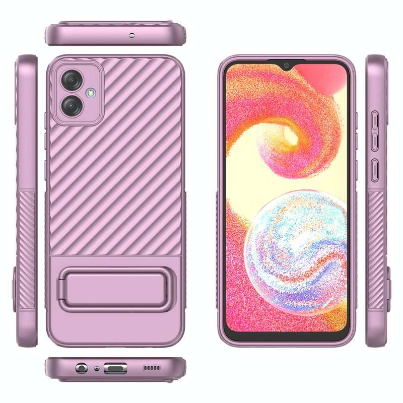 For Samsung Galaxy A04e 4G Wavy Texture TPU Phone Case with Lens Film(Purple)