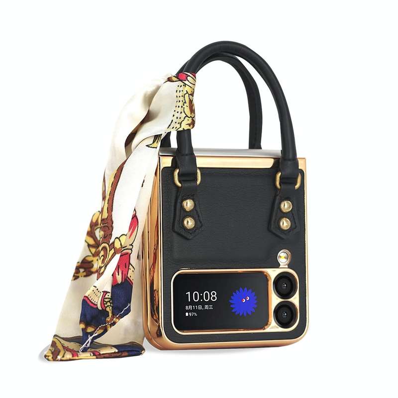 For Samsung Galaxy Z Flip3 5G GKK Handbag Design Leather + PC Phone Case(Black)