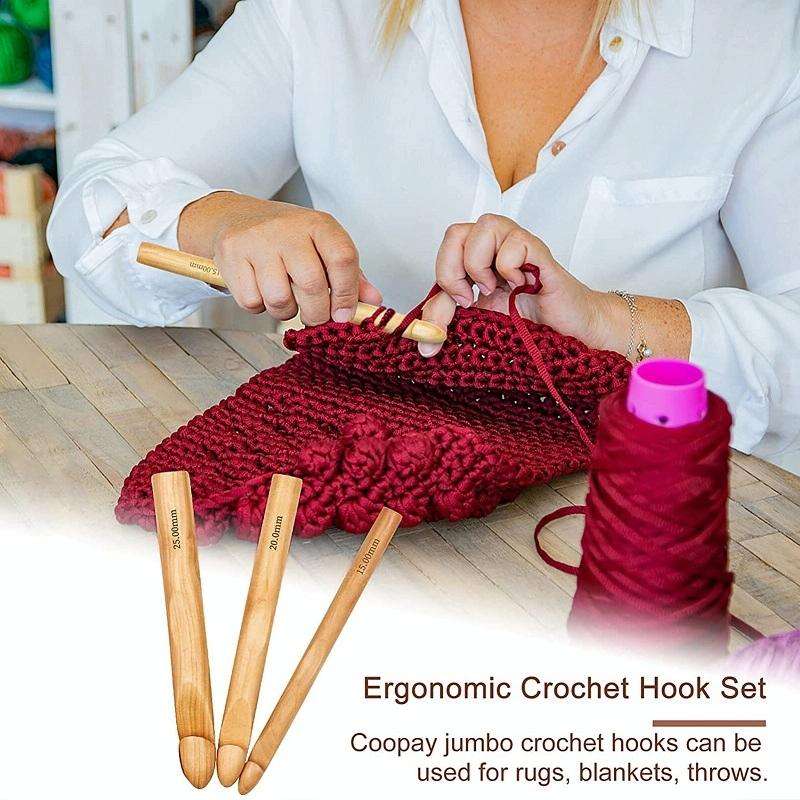12 PCS Bamboo Handle Sweater Extra Thick Crochet Knitting Material Tools