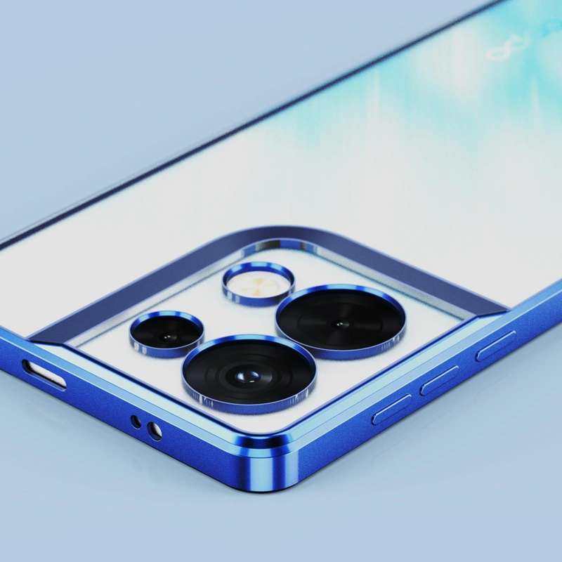 For OPPO Reno8 Electroplated Frosted Phone Case(Blue)