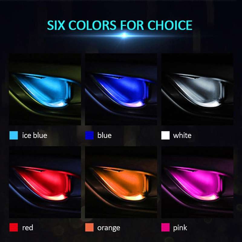 4 PCS Universal Car LED Inner Handle Light Atmosphere Lights Decorative Lamp DC12V / 0.5W Cable L...