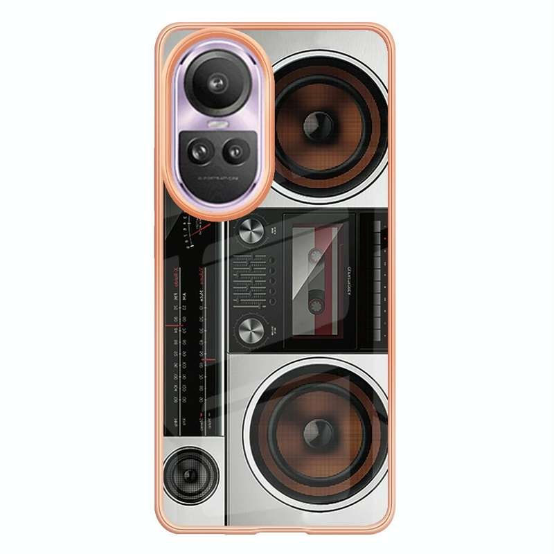 For OPPO Reno10 Pro 5G Global Electroplating Marble Dual-side IMD Phone Case(Retro Radio)