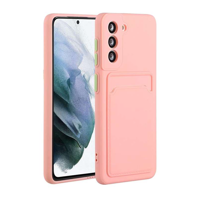 For Samsung Galaxy S21 5G Card Slot Design Shockproof TPU Protective Case(Pink)