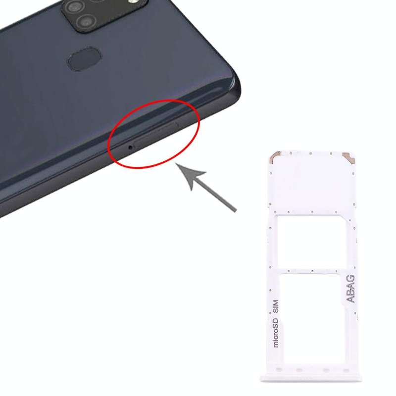 For Samsung Galaxy A21s SIM Card Tray + Micro SD Card Tray (White)