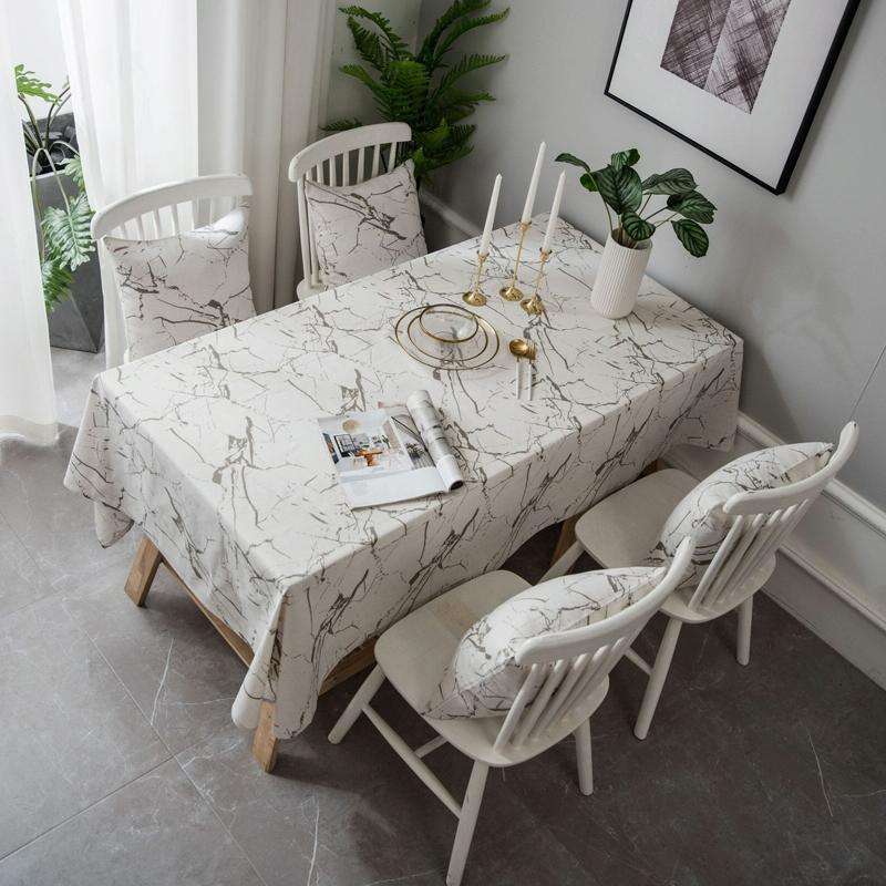 Marble Pattern Minimalist Tablecloth Cover Table Cloth Cotton Linen Dust-proof Cabinet Cloth, Siz...