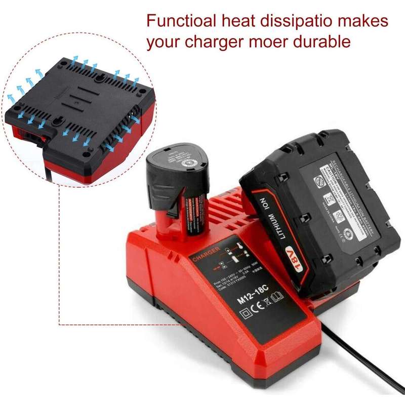 M12-18C For Milwaukee 18V Power Tools Battery Charger, Plug: US