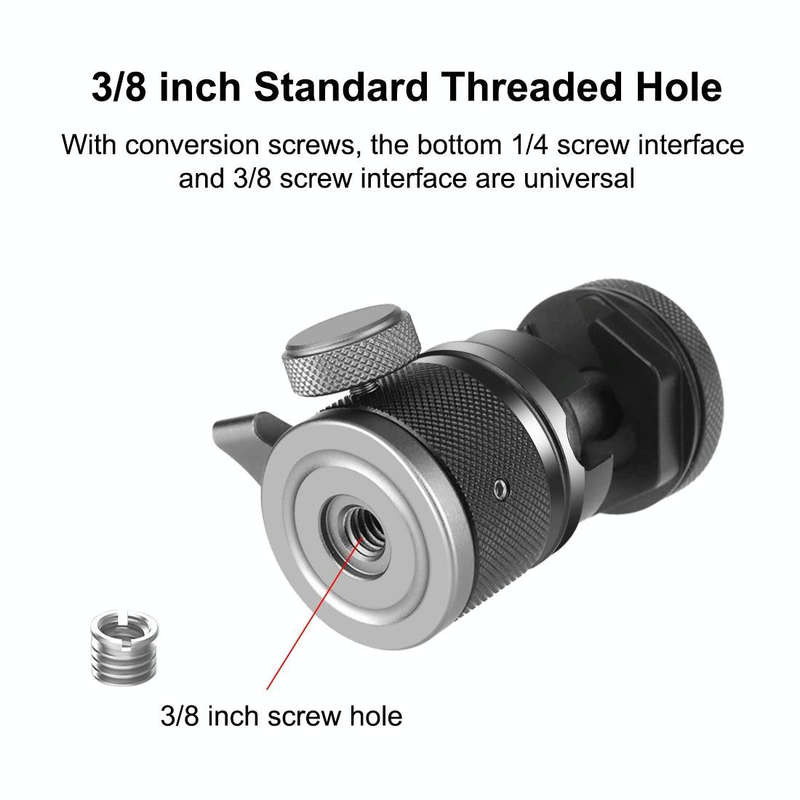 PULUZ Aluminum Alloy Ball Head Tripod Mount with Cold Shoe Base(Black)