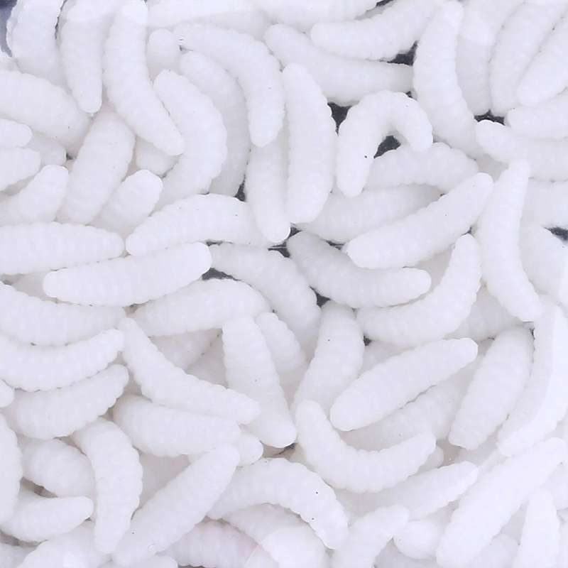 HENGJIA SO106 50 PCS 20mm Simulation Bread Bait Worms Crescent Soft Bait Horseback Fish Worm Bait...