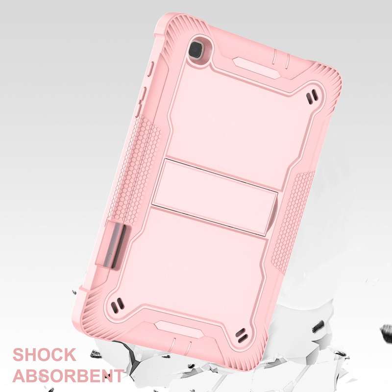 For Samsung Galaxy Tab S6 Lite Silicone + PC Shockproof Protective Case with Holder(Rose Gold)