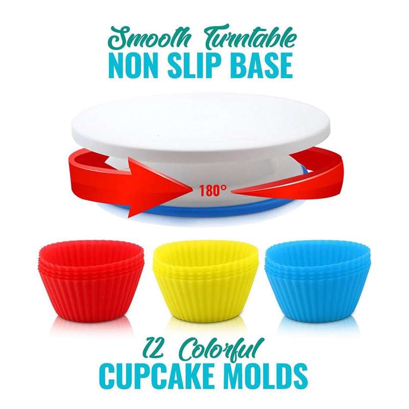 106 in 1 Cake Turntable Set Stainless Steel Decorating Mouth Cake Decorating Baking Tool(Blue)