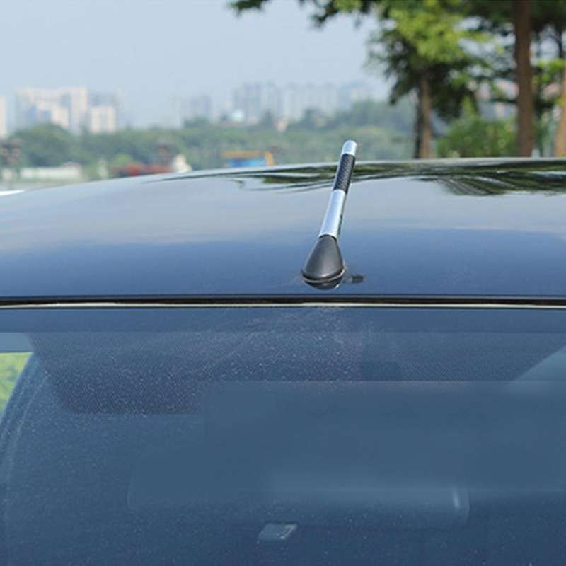 Carbon Fiber Aluminum Short Antenna Polished Universal Screws Base(Medium Size) (Silver)