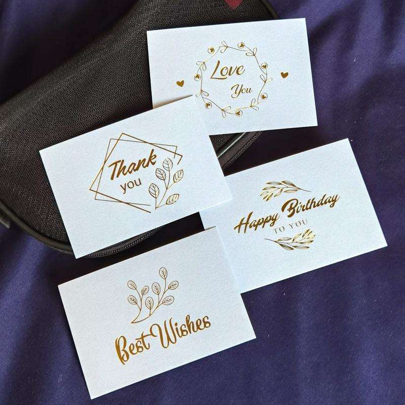 100 PCS Wedding Blessing Card Thank You Message Gift Decoration Card Bronzing Flower Greeting Car...