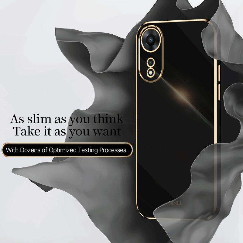 For OPPO A58 5G XINLI Straight 6D Plating Gold Edge TPU Phone Case(Black)