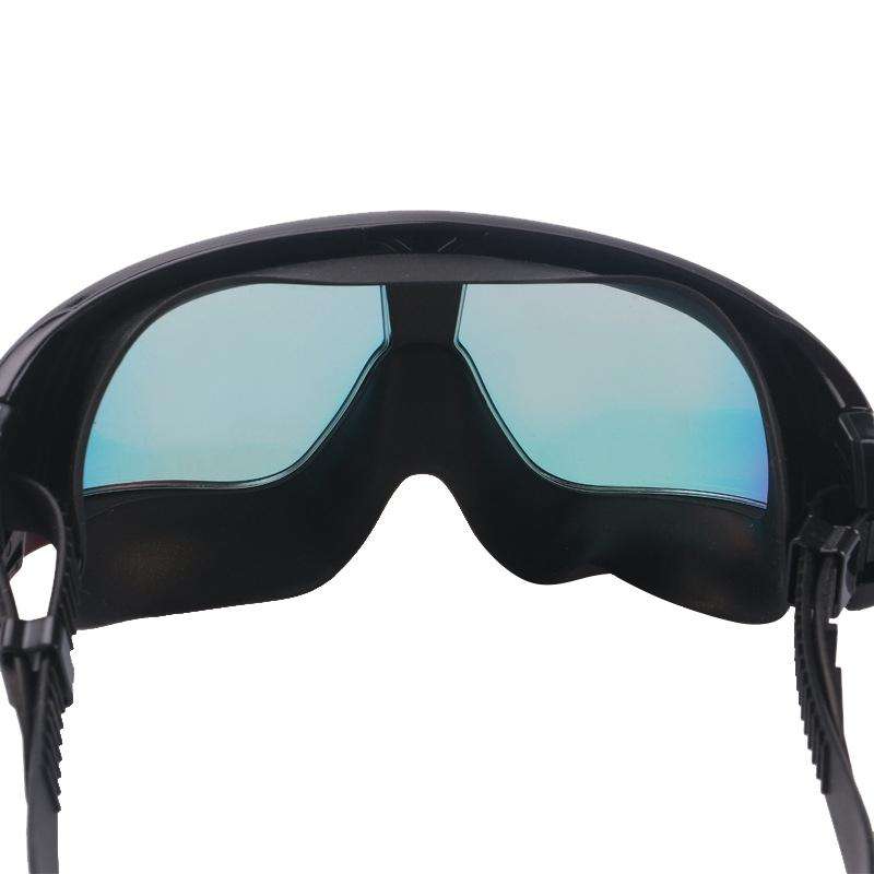 Colorful Large Frame Electroplating Anti-fog Silicone Swimming Goggles for Adults (Blue + Black)