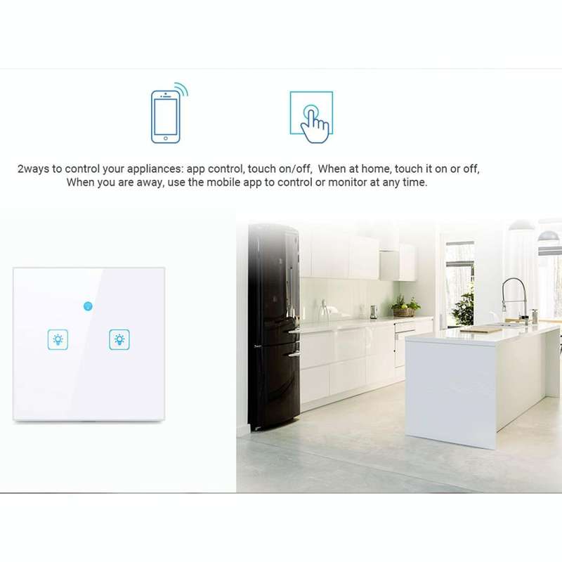 WS-EU-01 EWeLink APP & Touch Control 2A 1 Gang Tempered Glass Panel Smart Wall Switch, AC 90V-250...