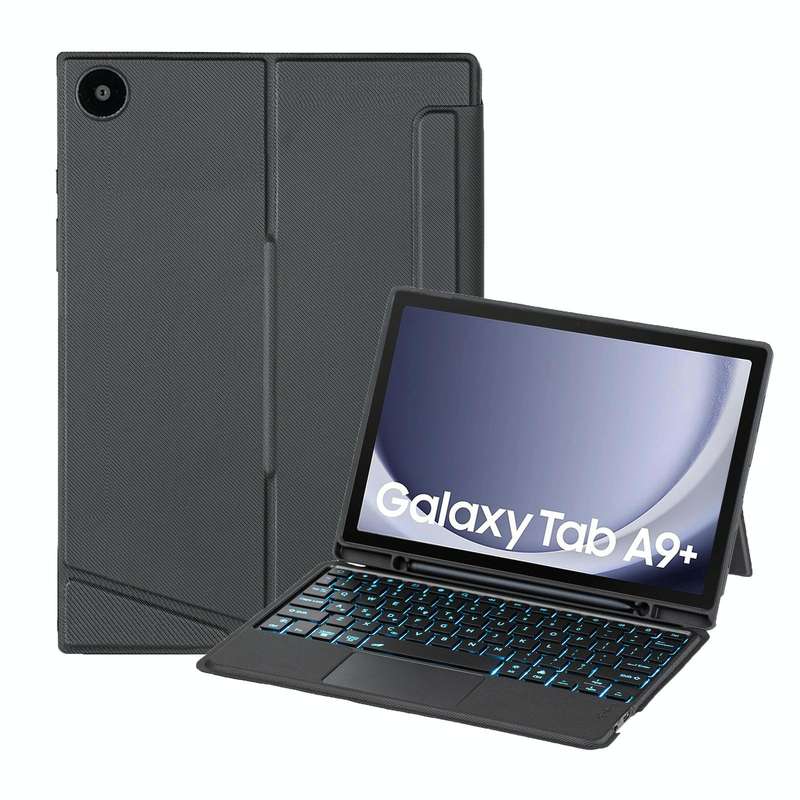 For Samsung Galaxy Tab A9+ X210 TA09B-AS Pen Tray Style Detachable Bluetooth Keyboard Leather Cas...