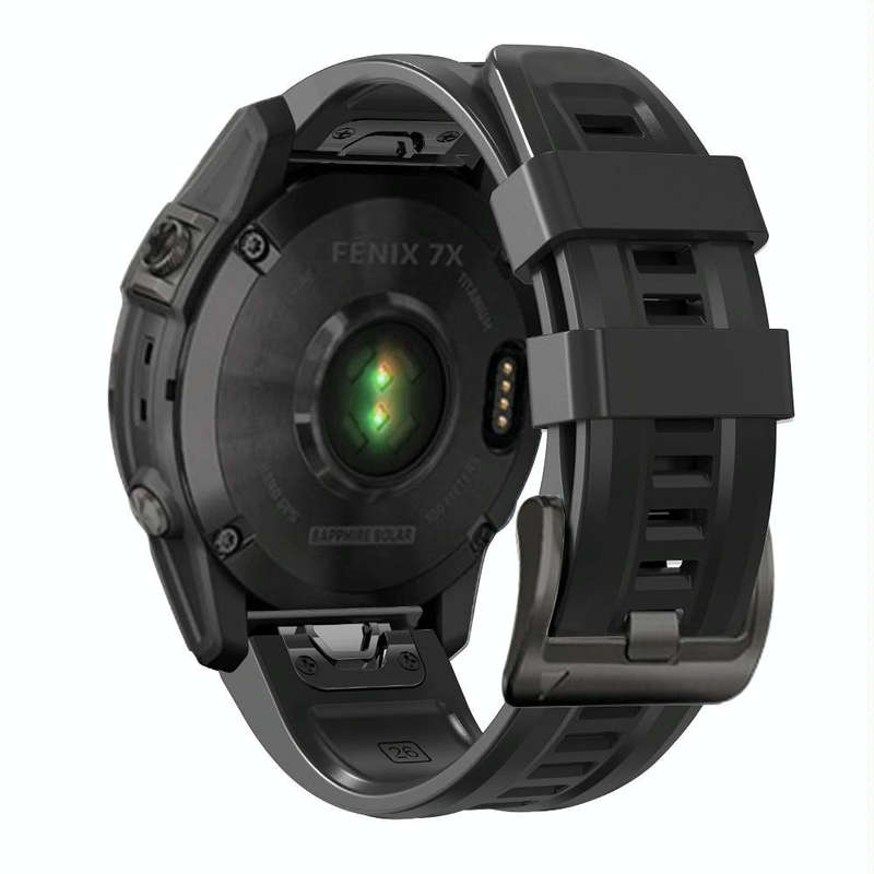 For Garmin Fenix 7X / 6X / 5X 26mm Black Buckle Silicone Watch Band(Black)