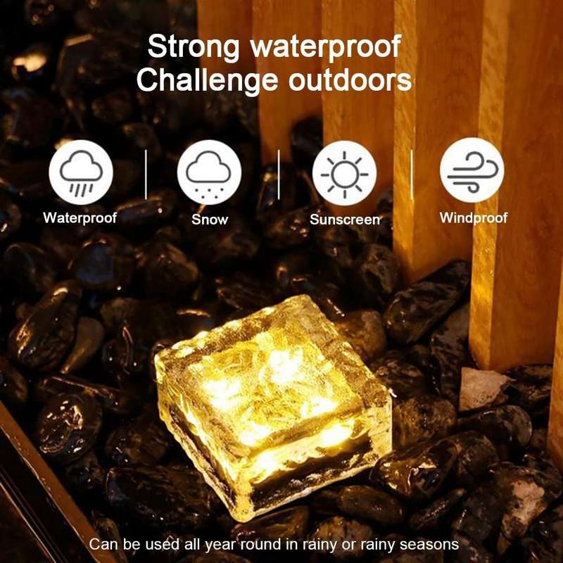 Solar Powered Square Tempered Glass Outdoor LED Buried Light Garden Decoration Lamp IP55 Waterpro...