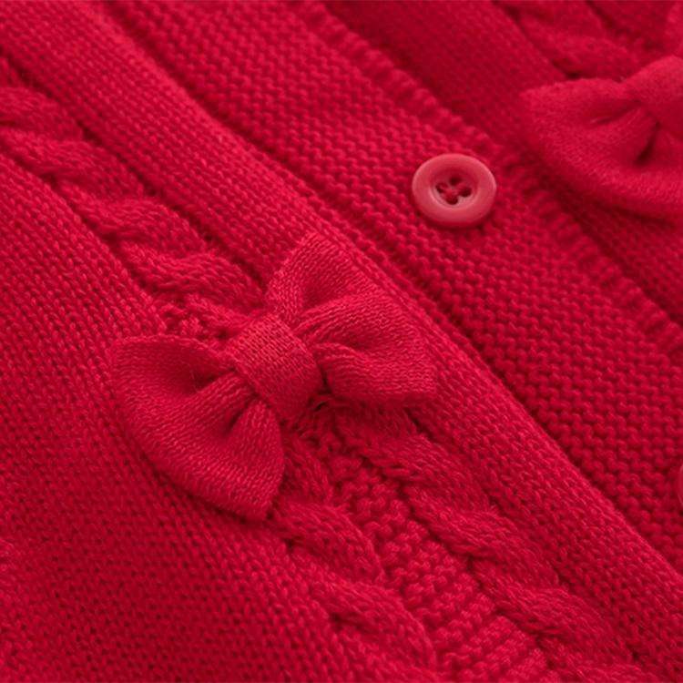 Children Clothing Knitted Bowknot And Fleece Sweater Cloak Shawl (Color:Red Size:80)