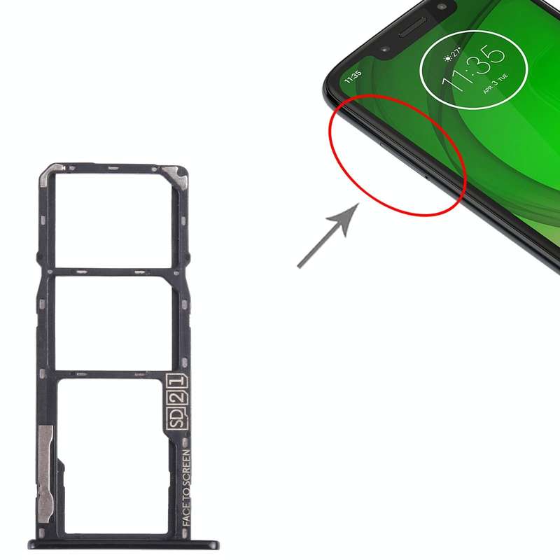 For Motorola Moto G7 Play SIM Card Tray + SIM Card Tray + Micro SD Card Tray (Black)