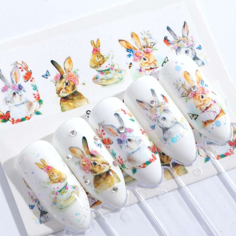 5 PCS Cute Animals Nail Stickers Water Decals Watermark Decoration (STZ660)