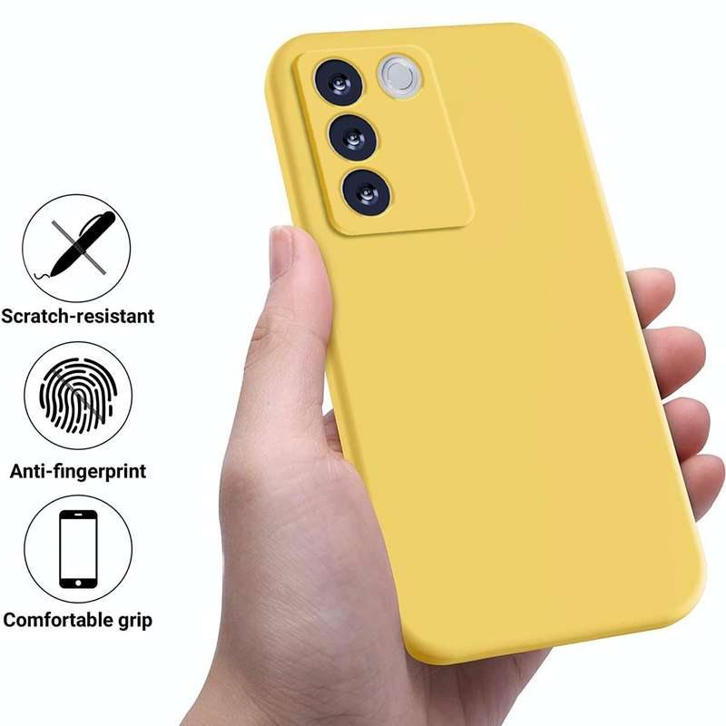 For vivo V27e / S16e Pure Color Liquid Silicone Shockproof Phone Case(Yellow)