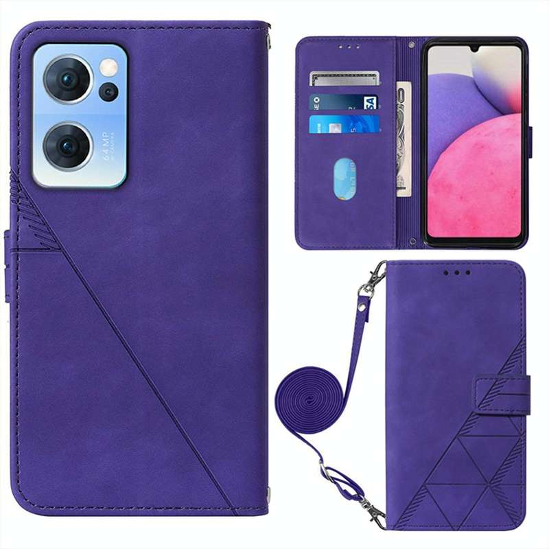 For OPPO Reno7 5G / Find X5 Lite Crossbody 3D Embossed Flip Leather Phone Case(Purple)