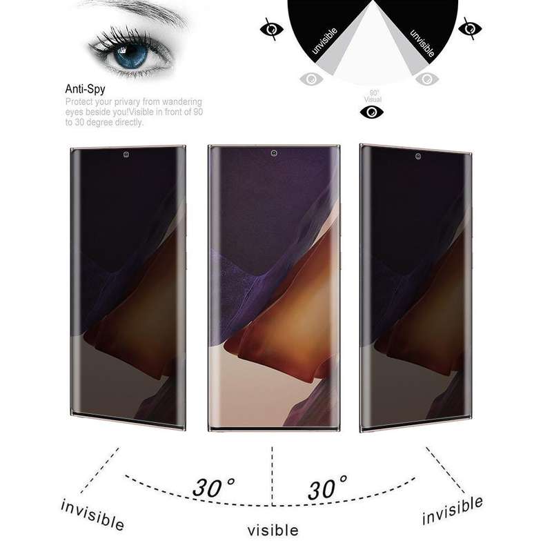 For Samsung Galaxy Note20 Ultra 0.3mm 9H Surface Hardness 3D Curved Surface Privacy Glass Film