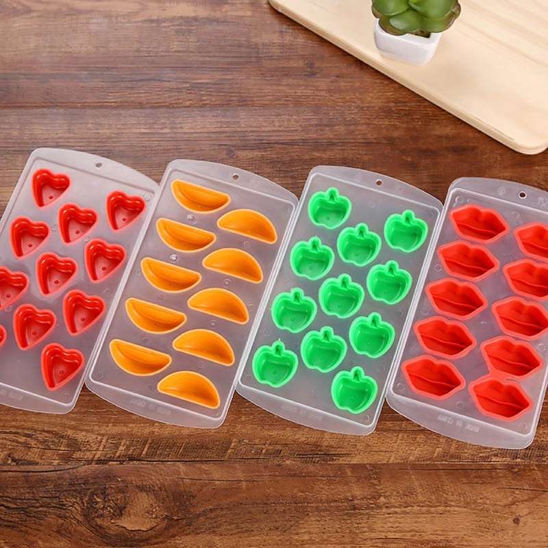 Orange Shaped Silicon Ice Cube Tray / Ice Mold Random Color