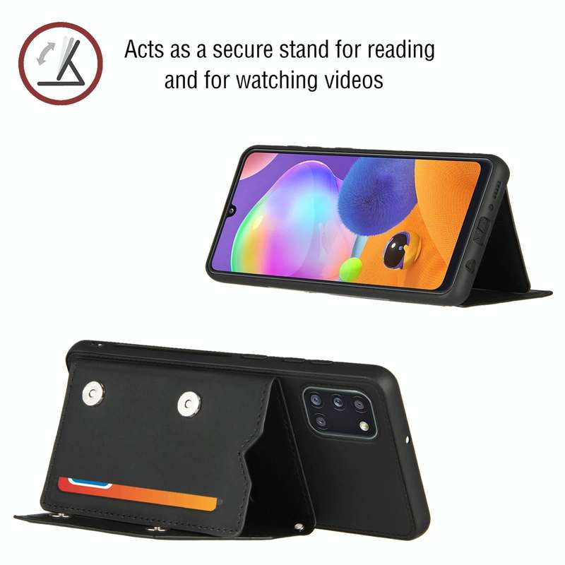 For Samsung Galaxy A31 Skin Feel PU + TPU + PC Back Cover Shockproof Case with Card Slots & Holde...