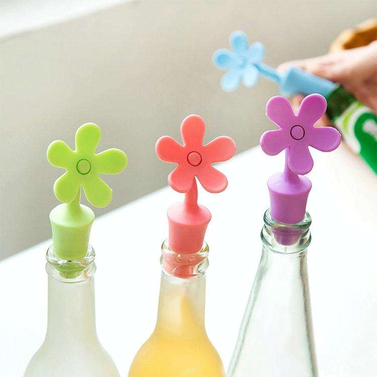 5 PCS Silicone Wine Stopper Flower Beer Stopper(Blue)