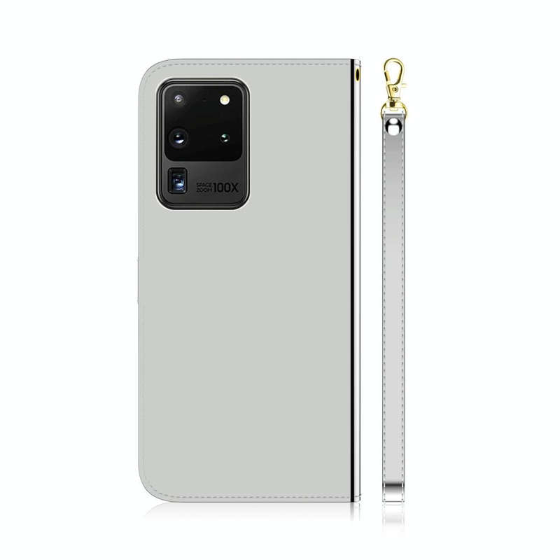 For Galaxy S20 Ultra Mirror-like Magnetic Attraction Horizontal Flip Leather Case with Lanyard, S...