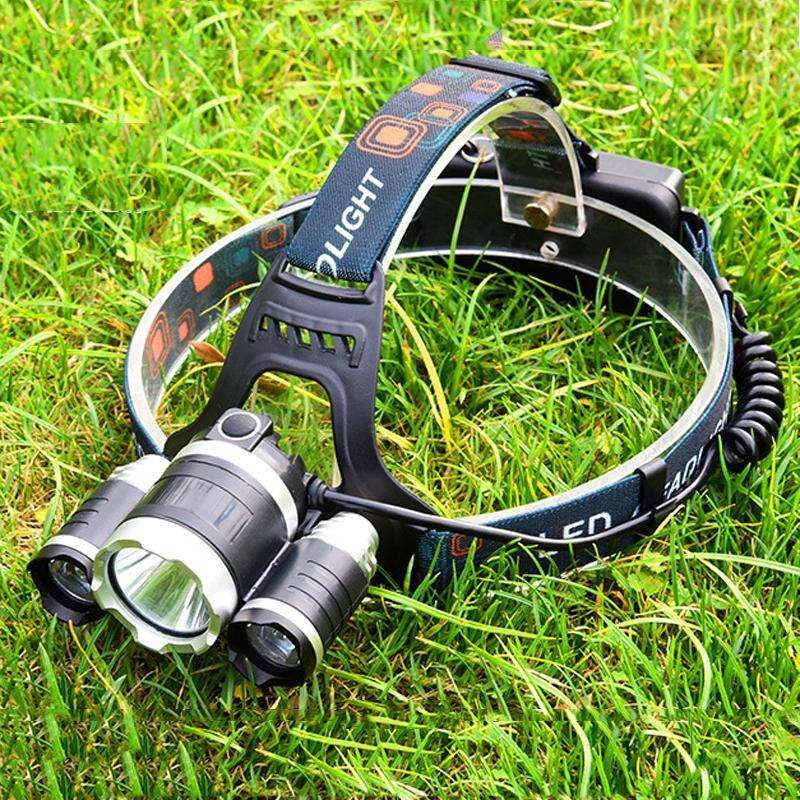 Strong Light Long-Range Rechargeable Three-Head Lamp Outdoor Fishing Lamp Led Head-Mounted Flashl...