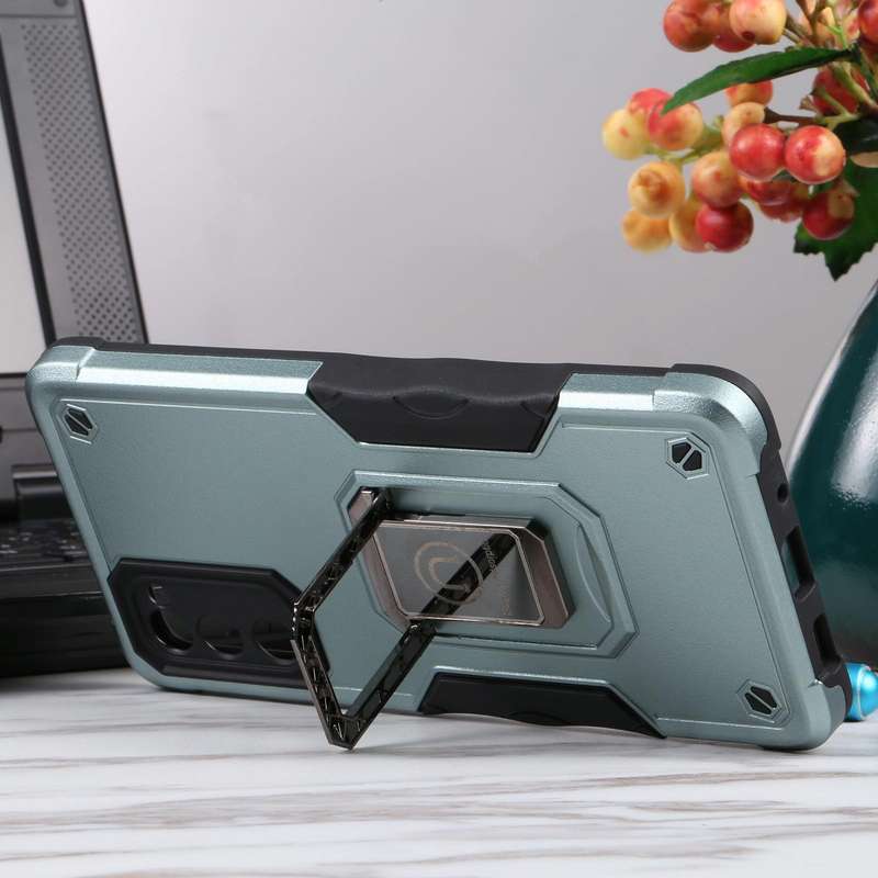 For Samsung Galaxy S20 FE Ring Holder Non-slip Armor Phone Case(Green)