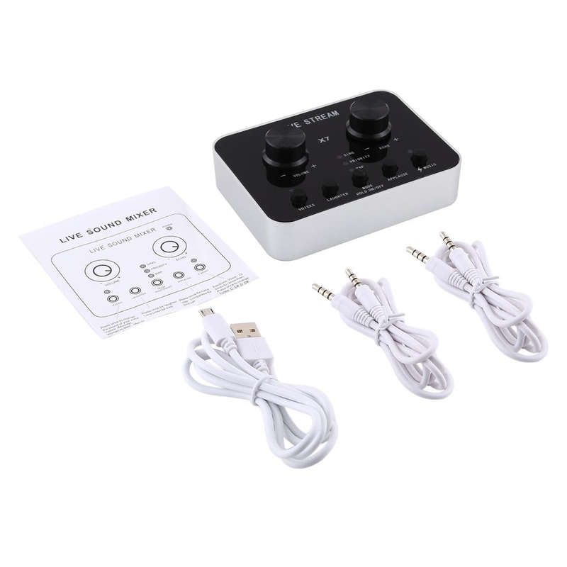 X7 Live Broadcast Audio USB Headset Microphone Webcast Entertainment Streamer Sound Card for Phon...