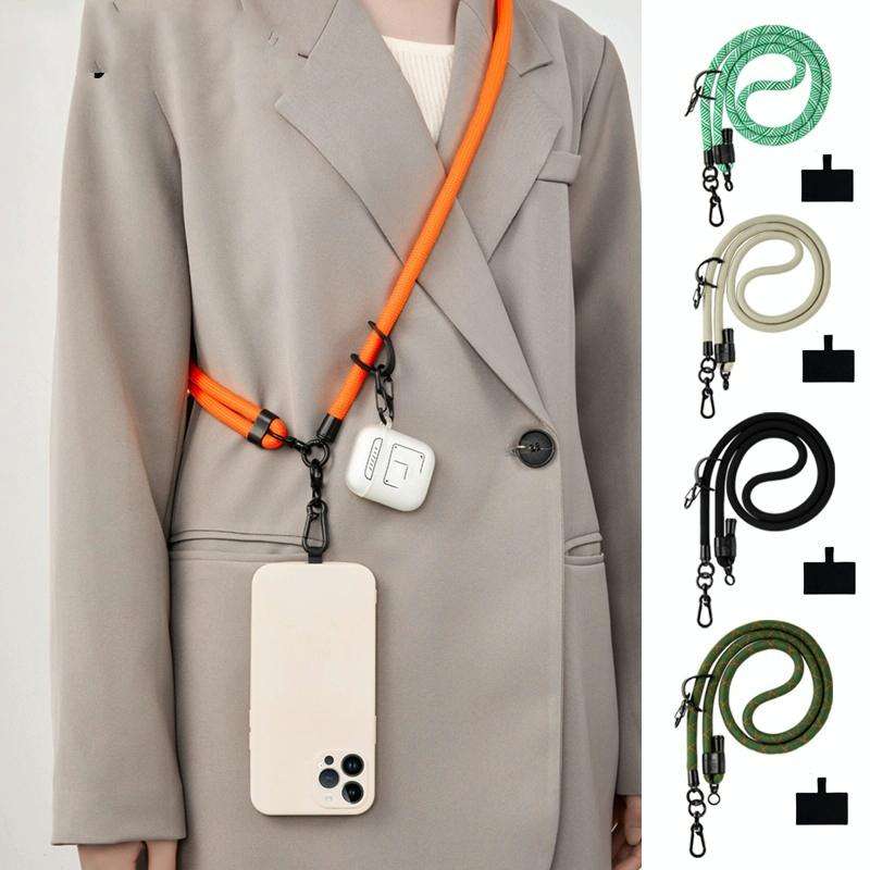 10mm Thick Rope Mobile Phone Lanyard Spacer Adjustable Anti Theft Phone Strap(NO.16 Black White)