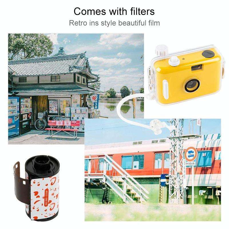Cute Retro Film Waterproof Shockproof Camera With Disposable Film(All White Shell)