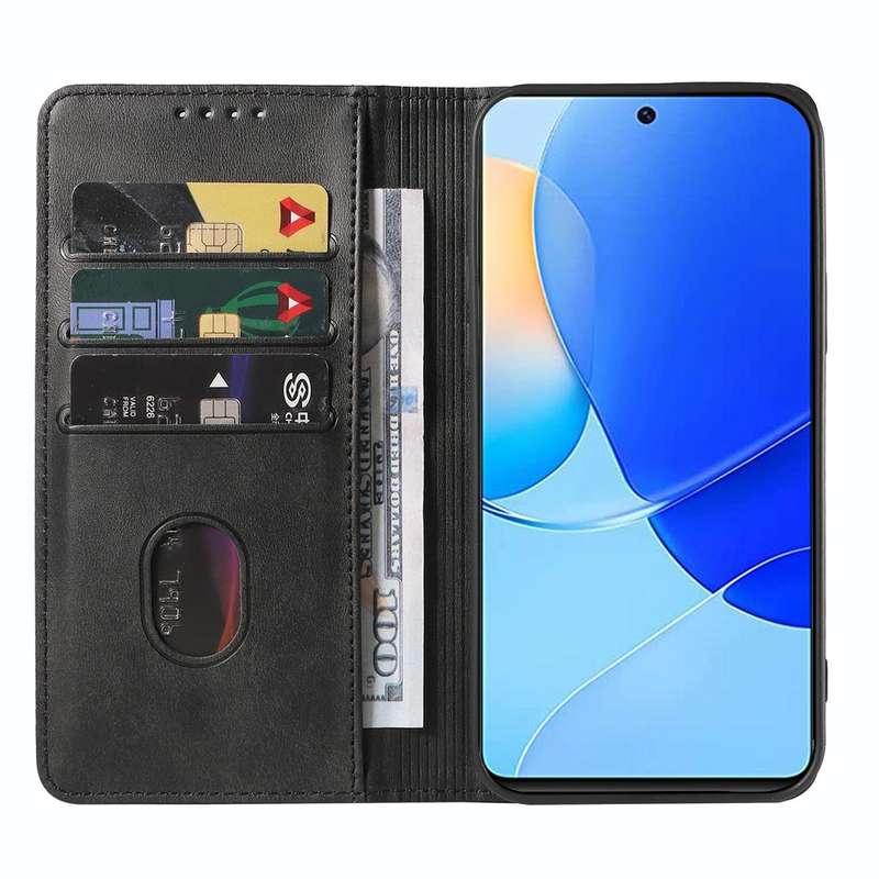 For Huawei Nova 9 SE Magnetic Closure Leather Phone Case(Black)