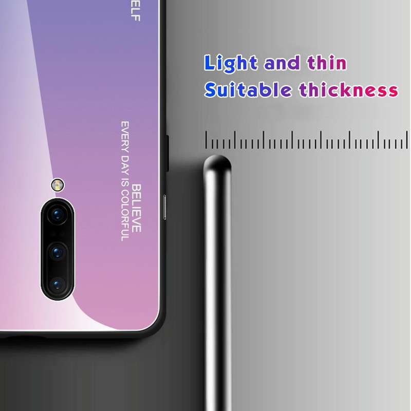 For OnePlus 7 Pro Gradient Color Glass Case(Blue)