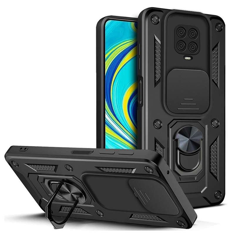 For Xiaomi Redmi Note 9 Pro Sliding Camera Cover Design TPU+PC Phone Case(Black)