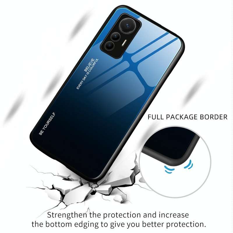 For Xiaomi 12 Lite Gradient Color Glass Case(Green Cyan)
