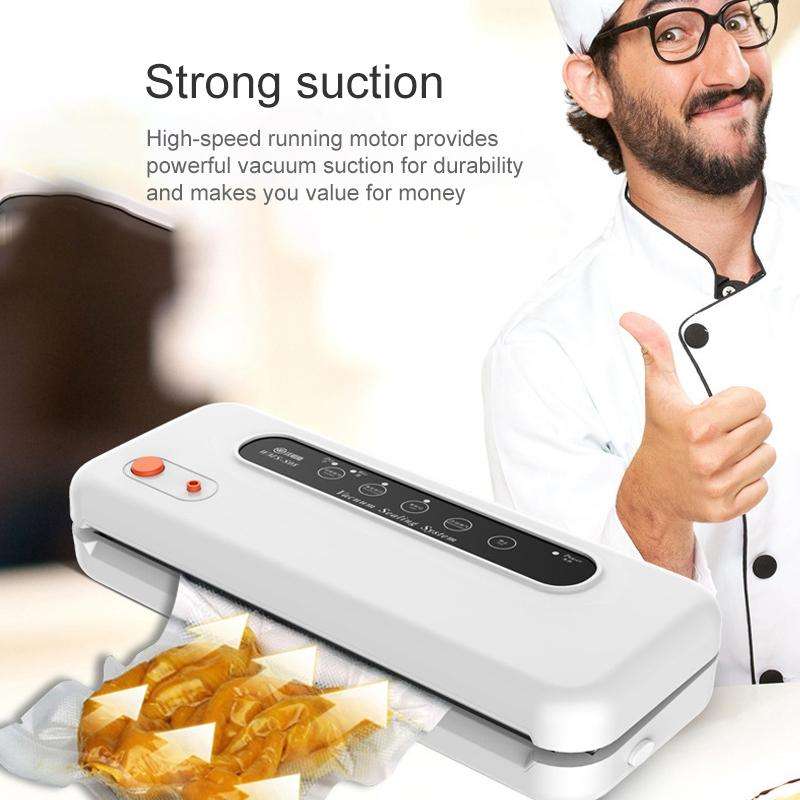 Household Commercial Food Vacuum Plastic Packaging Machine Sealer Closer Machine, UK Plug(White)