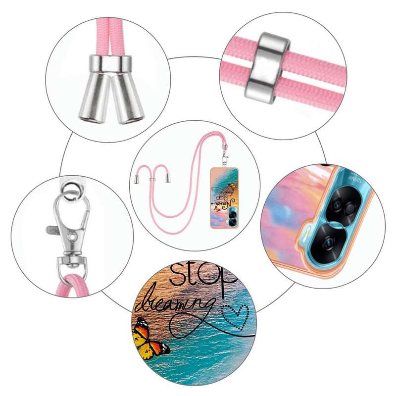 For Honor 90 Lite 5G Electroplating IMD TPU Phone Case with Lanyard(Dream Butterfly)