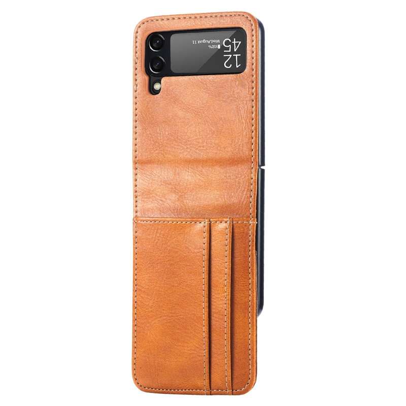 For Samsung Galaxy Z Flip4 5G Vertical Flip Card Slot Leather Phone Case(Brown)